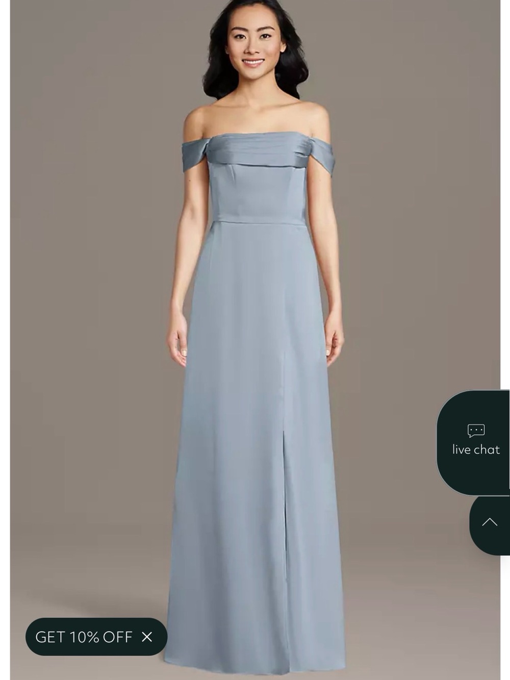 NWT!! Matte Satin Off-the-Shoulder Cowl Neck Sheath - Dusty Blue Size Large